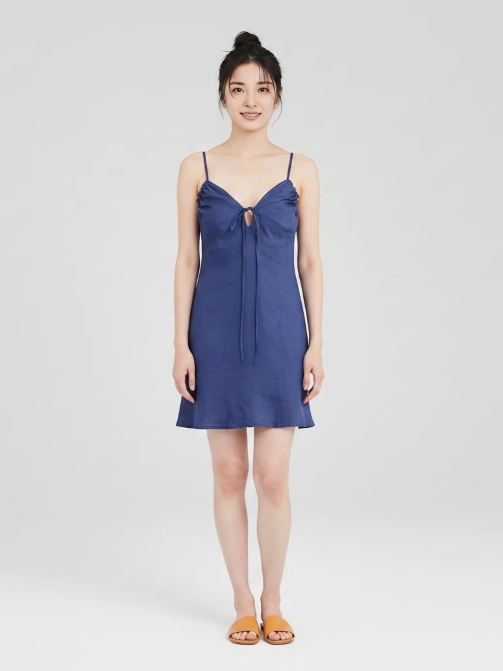 NWT Self Contrast Linen Dress Size S
